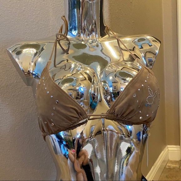 NWT PLAYBOY 🐰 LIGHT BROWN & BLUE BIKINI SET - Picture 6 of 7